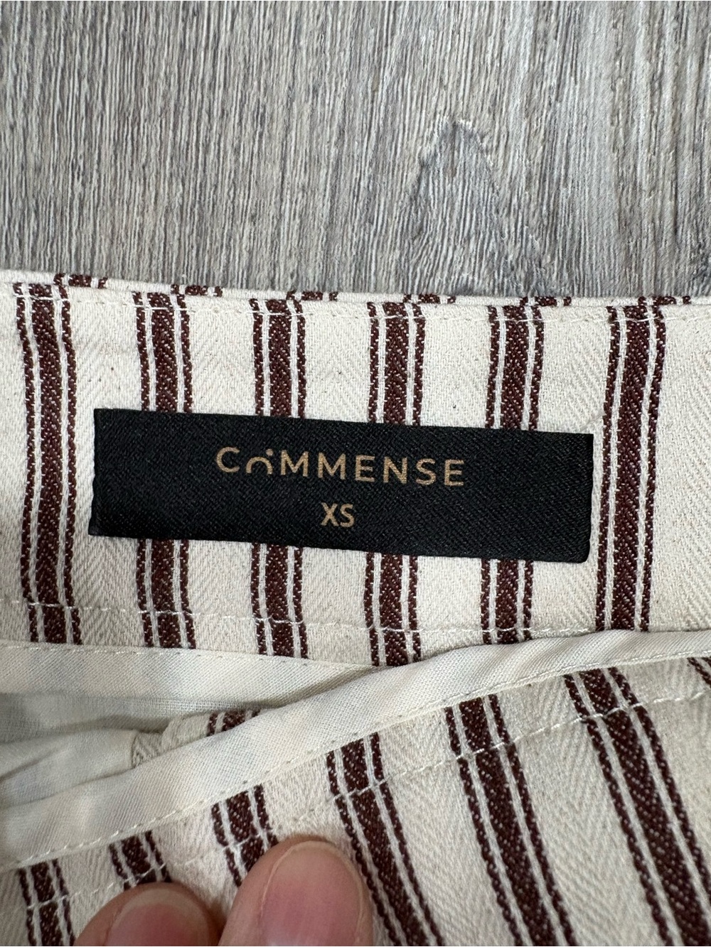 NWT! Commense Cream and Brown Vertical-Stripe Maxi Skirt with Front Buttons - Picture 7 of 11